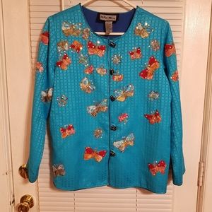 Indigo Moon  Jacket Sz S Blue w/Butterfly